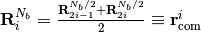 \mathbf{R}_i^{N_{b}} = \frac{\mathbf{R}_{2i-1}^{N_{b}/2} + \mathbf{R}_{2i}^{N_{b}/2}}{2} \equiv \mathbf{r}_{\rm{com}}^i
